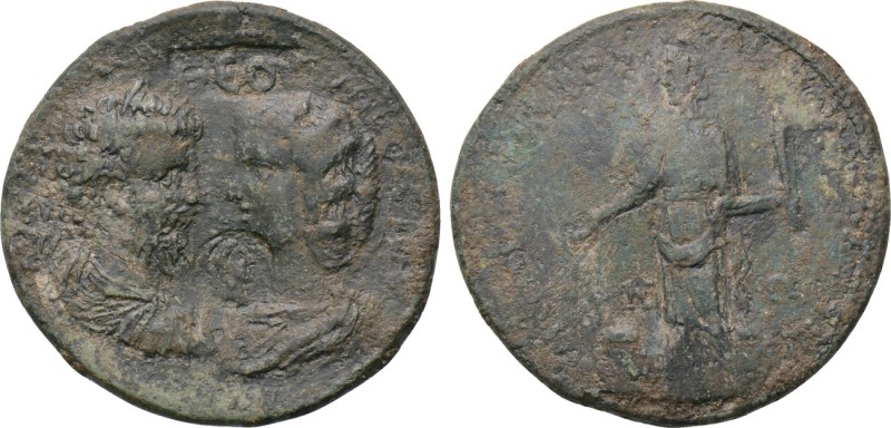 CARIA. Stratonicaea. Septimius Severus, with Julia Domna (193-211). Leontus, son...