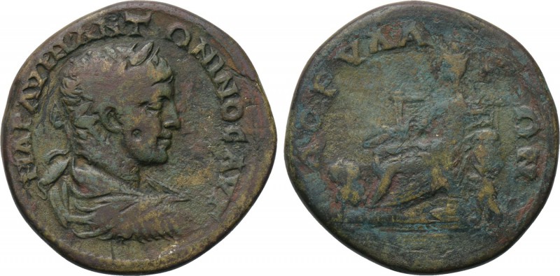 PHRYGIA. Dorylaeum. Elagabalus (218-222). Ae. 

Obv: MAP AVPH ANTΩNINOC AVΓ. ...
