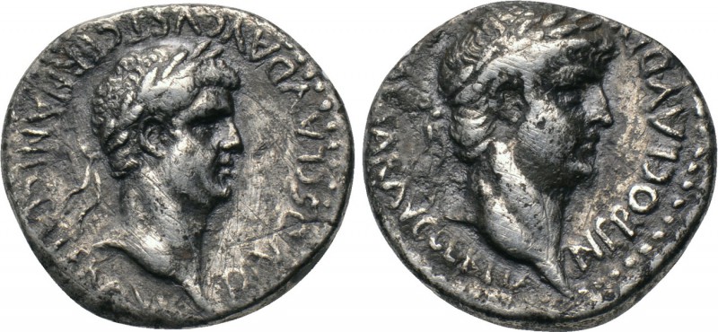CAPPADOCIA. Caesarea. Nero with Divus Claudius (54-68). Didrachm. 

Obv: NERO ...