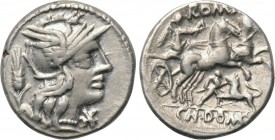CN. DOMITIUS AHENOBARBUS. Denarius (128 BC). Rome.