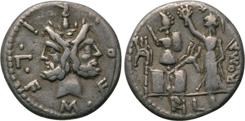 M. FURIUS L. F. PHILUS. Denarius (120 BC). Rome. 

Obv: M FOVRI L F. 
Laureat...