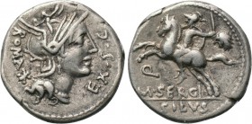 M. SERGIUS SILUS (116-115 BC). Denarius. Rome.