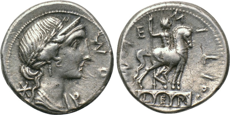 MANLIUS AEMILIUS LEPIDUS. Denarius (114-113 BC). Rome. 

Obv: ROMA. 
Laureate...