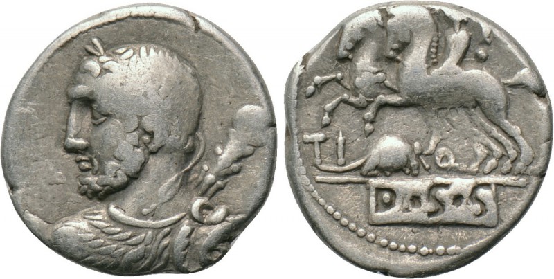 TI. QUINCTIUS. Denarius (112-111 BC). Rome. 

Obv: Laureate bust of Hercules l...