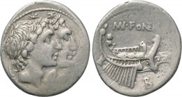 MN. FONTEIUS (108-107 BC). Denarius. Rome.