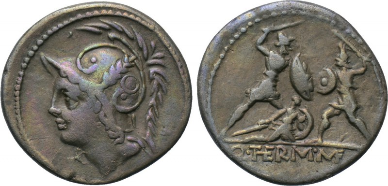 Q. THERMUS M. F. Denarius (103 BC). Rome. 

Obv: Helmeted head of Mars left.
...