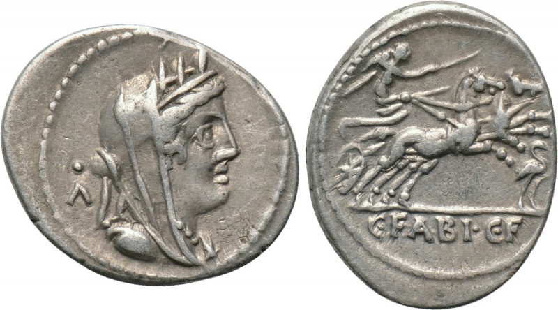 C. FABIUS C. F. HADRIANUS. Denarius (102 BC). Rome. 

Obv: Veiled and turreted...