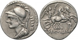 P. SERVILIUS M. F. RULLUS. Denarius (100 BC). Rome.