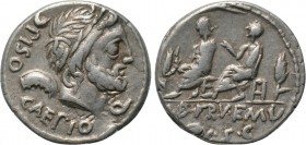 L. CALPURNIUS PISO CAESONIUS and Q. SERVILIUS CAEPIO. Denarius (100 BC). Rome.