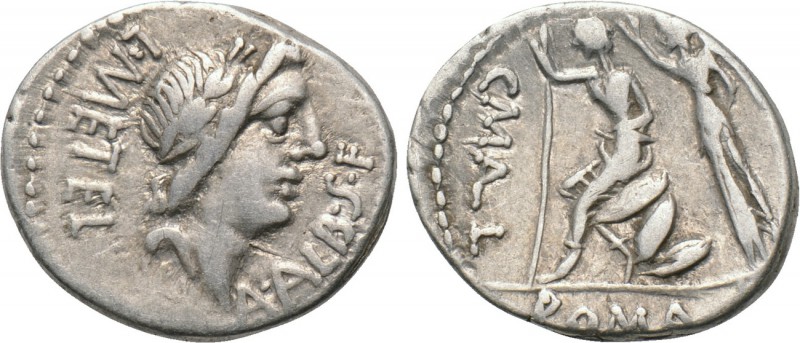 C. MALLEOLUS, A. ALBINUS SP. F. and L. CAECILIUS METELLUS. Denarius (Circa 96 BC...