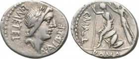 C. MALLEOLUS, A. ALBINUS SP. F. and L. CAECILIUS METELLUS. Denarius (Circa 96 BC). Rome.
