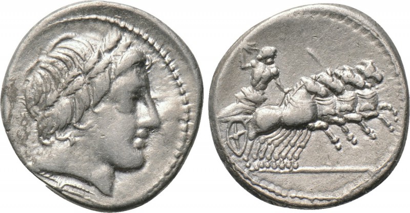 ANONYMOUS. Denarius (Circa 86 BC). Rome. 

Obv: Laureate head of Apollo right;...