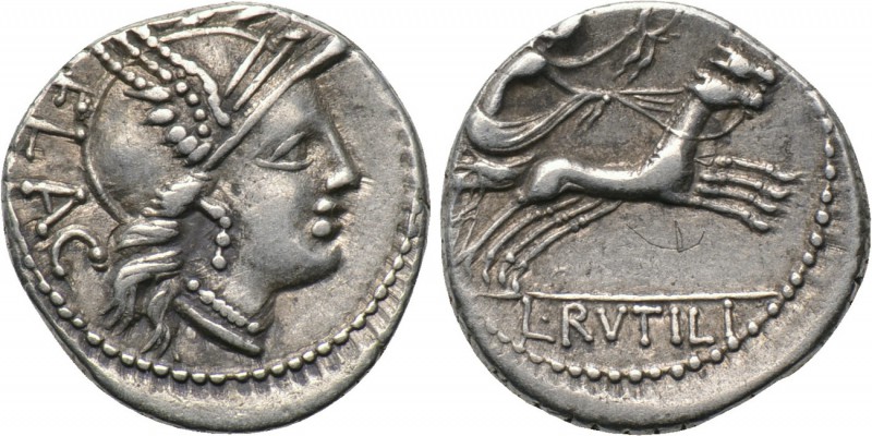 L. RUTILIUS FLACCUS. Denarius (77 BC). Rome. 

Obv: FLAC. 
Helmeted head of R...
