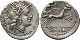 L. RUTILIUS FLACCUS. Denarius (77 BC). Rome.
