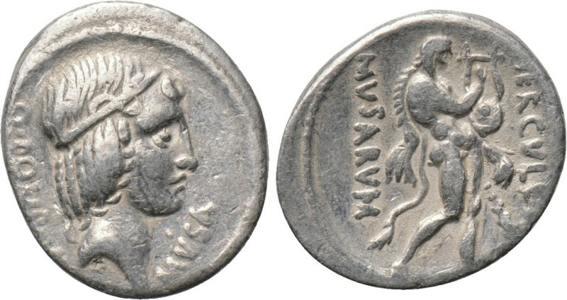 Q. POMPONIUS MUSA. Denarius (56 BC). Rome. 

Obv: Q POMPONI MVSA. 
Head of Ap...