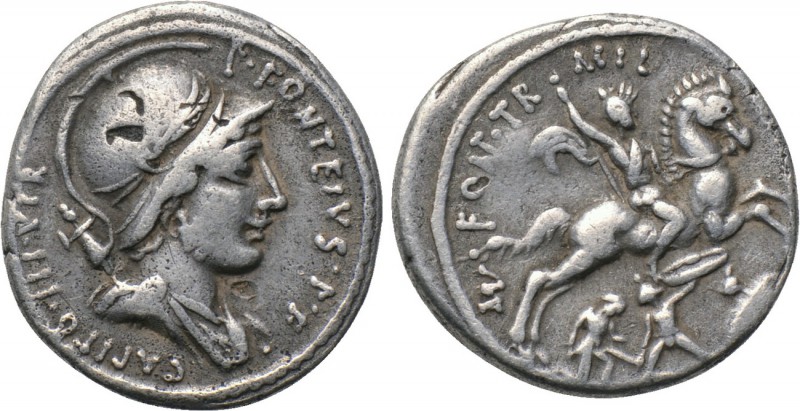 P. FONTEIUS P. F. CAPITO. Denarius (55 BC). Rome. 

Obv: P FONTEIVS P F CAPITO...