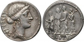 M. JUNIUS BRUTUS. Denarius (42 BC). Rome.