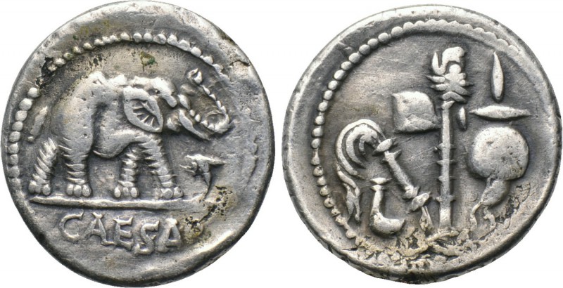 JULIUS CAESAR. Fourrée Denarius (49 BC). Imitating Caesar's traveling military m...
