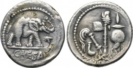 JULIUS CAESAR. Fourrée Denarius (49 BC). Imitating Caesar's traveling military mint.