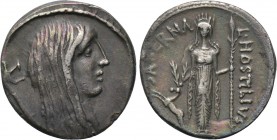 L. HOSTILIUS SASERNA (48 BC). Denarius. Rome.