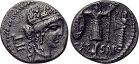 JULIUS CAESAR. Denarius (48 BC). Military mint traveling with Caesar.