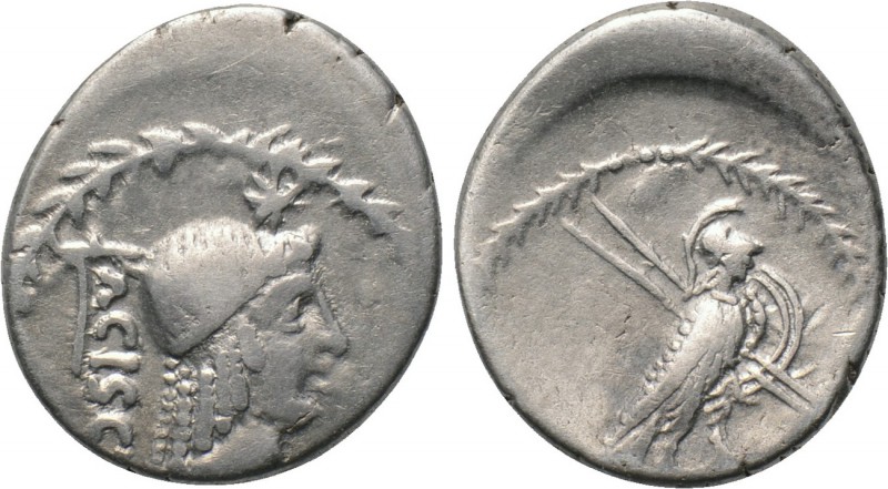 L. VALERIUS ACISCULUS. Denarius (45 BC). Rome. 

Obv: ACISCVLVS. 
Head of Apo...