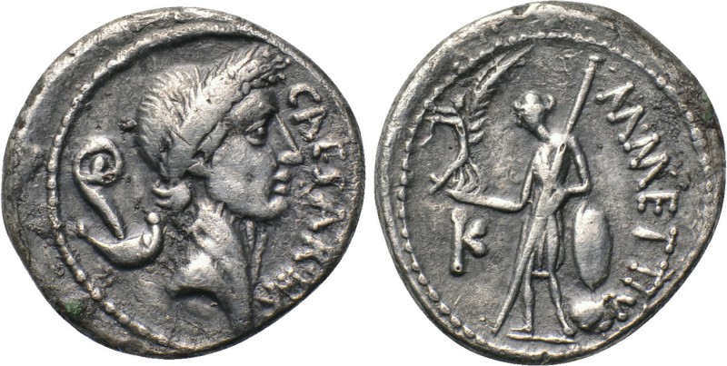 JULIUS CAESAR. Denarius (44 BC). Rome. M Mettius, moneyer. Lifetime issue. 

O...