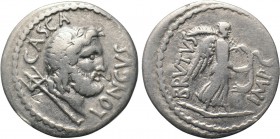 M. JUNIUS BRUTUS. (42 BC). Denarius. P. Servilius Casca Longus, moneyer.