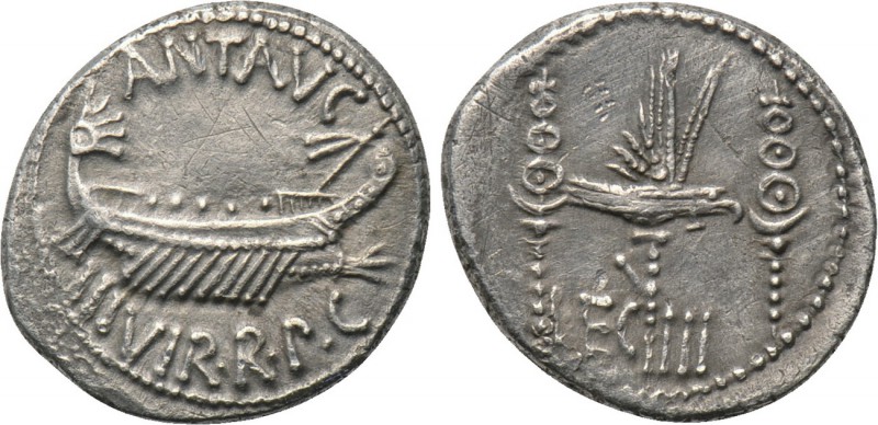 MARK ANTONY. Denarius (32-31 BC). Uncertain mint, possibly Patrae. 

Obv: ANT ...