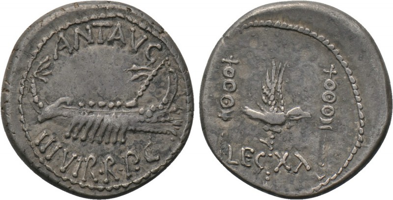MARK ANTONY. Denarius (32-31 BC). Uncertain mint, possibly Patrae. 

Obv: ANT ...