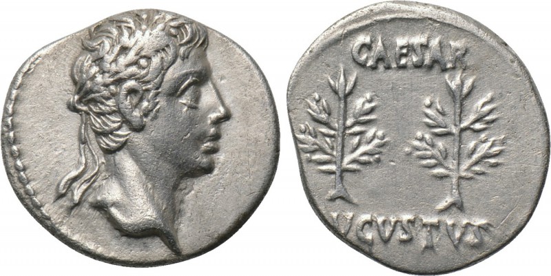 AUGUSTUS (27 BC-14 AD). Denarius. Uncertain mint in Spain (Colonia Caesaraugusta...