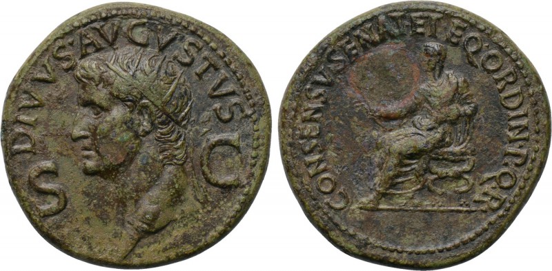DIVUS AUGUSTUS (Died 14). Dupondius. Rome. Struck under Caligula, 37-41. 

Obv...