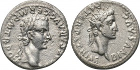 CALIGULA (37-41) with DIVUS AUGUSTUS. Denarius. Lugdunum.