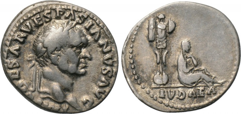 VESPASIAN (69-79). Denarius. Rome. "Judaea Capta" type. 

Obv: IMP CAESAR VESP...