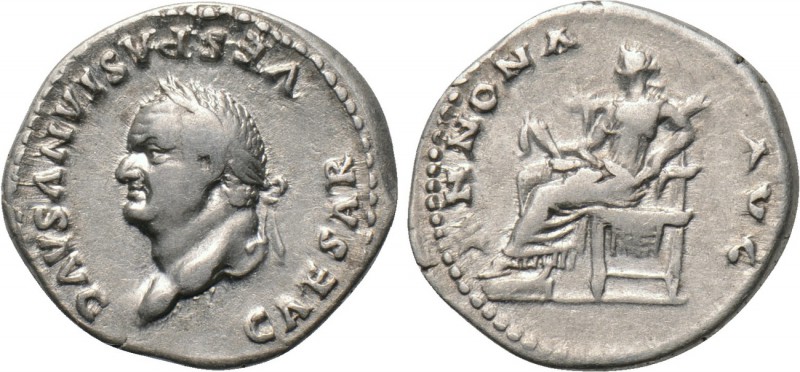 VESPASIAN (69-79). Denarius. Rome. 

Obv: CAESAR VESPASIANVS AVG. 
Laureate h...