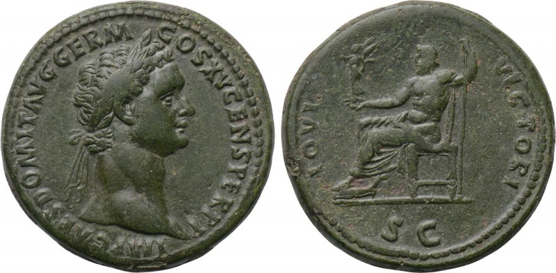 DOMITIAN (81-96). Sestertius. Rome. 

Obv: IMP CAES DOMIT AVG GERM COS XV CENS...