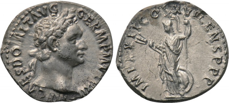 DOMITIAN (81-96). Denarius. Rome. 

Obv: IMP CAES DOMIT AVG GERM P M TR P XII....