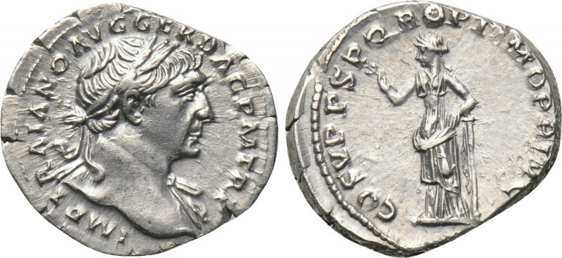 TRAJAN (98-117). Denarius. Rome. 

Obv: IMP TRAIANO AVG GER DAC P M TR. 
Laur...