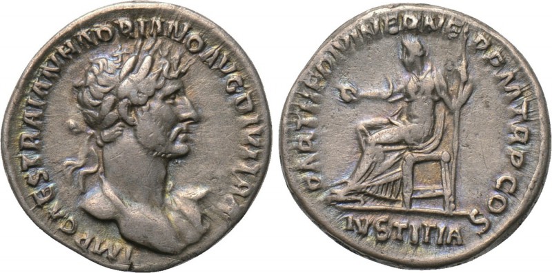 HADRIAN (117-138). Denarius. Rome. 

Obv: IMP CAES TRAIAN HADRIANO AVG DIVI TR...