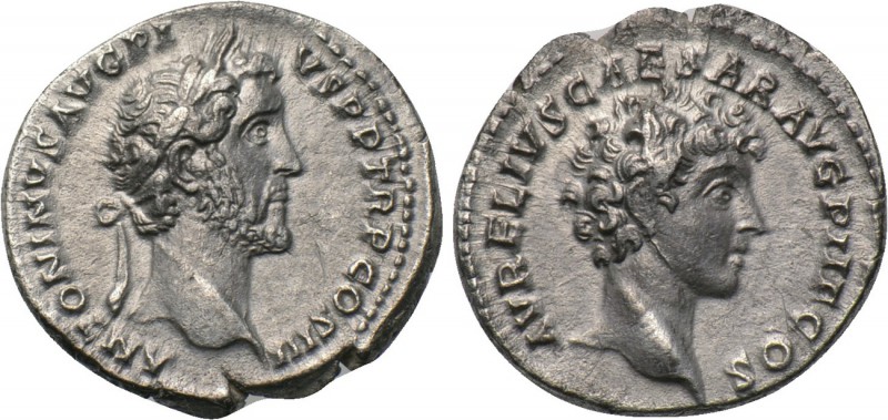 ANTONINUS PIUS with MARCUS AURELIUS As Caesar (138-161). Denarius. Rome. 

Obv...