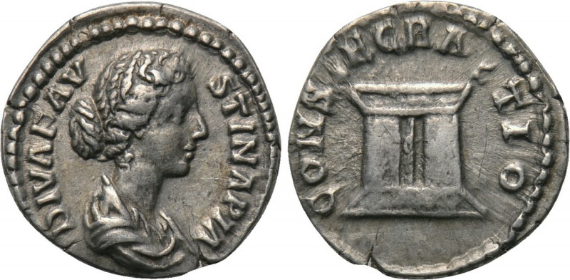 DIVA FAUSTINA II (Died 175/6). Denarius.Rome. 

Obv: DIVA FAVSTINA PIA. 
Drap...