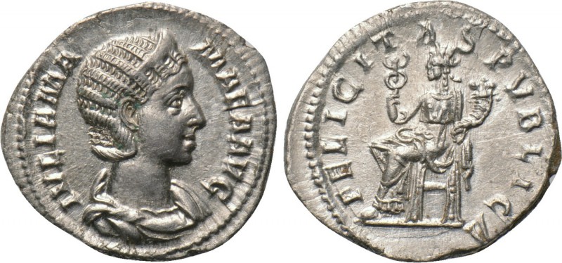 JULIA MAMAEA (Augusta, 222-235). Denarius. Rome. 

Obv: IVLIA MAMAEA AVG. 
Dr...