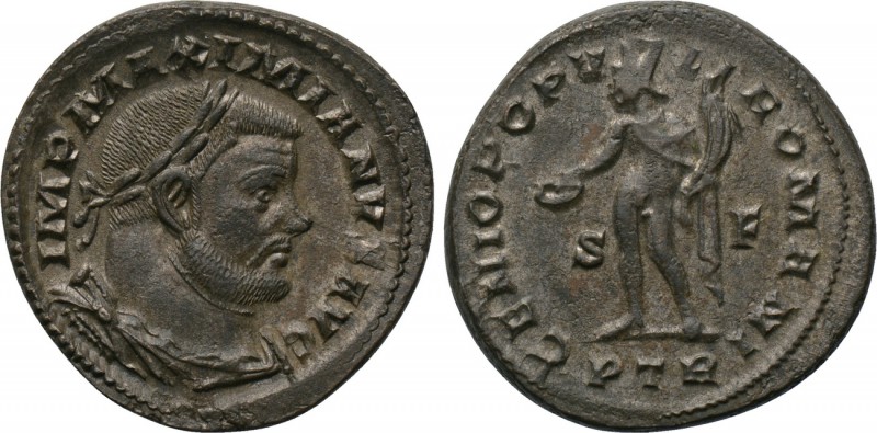 MAXIMIANUS HERCULIUS (First reign, 286-305). Follis. Treveri. 

Obv: IMP MAXIM...