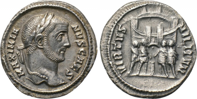 GALERIUS (Caesar, 293-305). Argenteus. Rome. 

Obv: MAXIMIANVS CAES. 
Laureat...