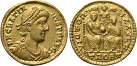 GRATIAN (367-383). GOLD Solidus. Treveri.