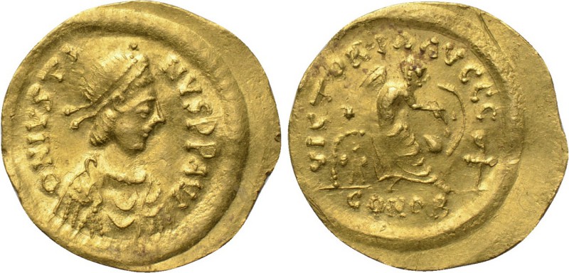 JUSTIN I (518-527). GOLD Semissis. Constantinople. 

Obv: D N IVSTINVS P P AVG...