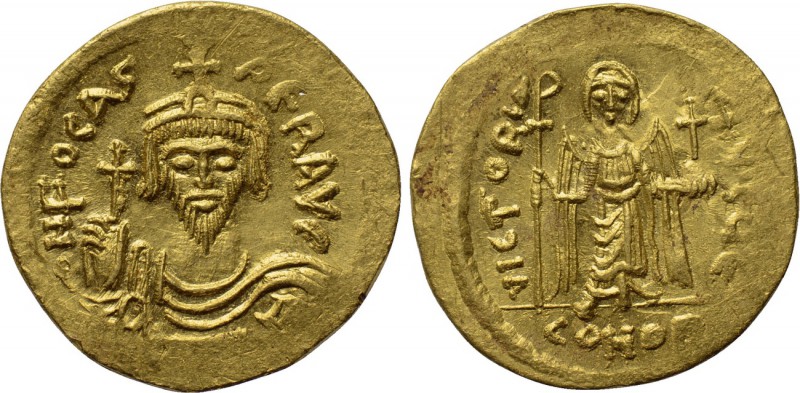 PHOCAS (602-610). GOLD Solidus. Constantinople. 

Obv: D NN FOCAS PЄRP AVG. 
...
