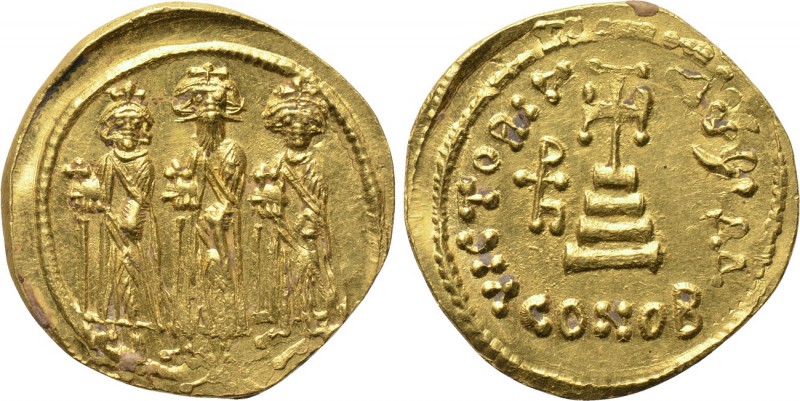 HERACLIUS, HERACLIUS CONSTANTINE and HERACLONAS (610-61). GOLD Solidus. Constant...