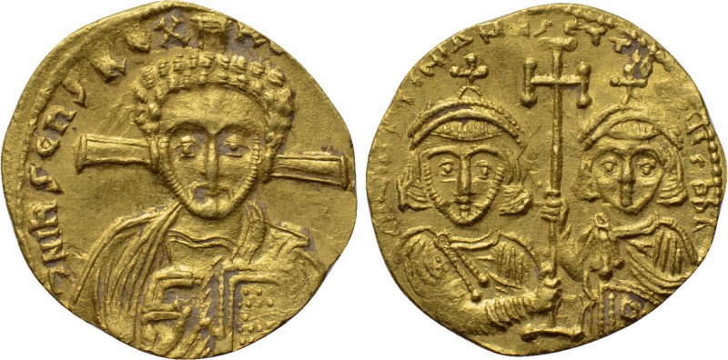 JUSTINIAN II (Second reign, 705-711). GOLD Tremissis. Constantinople. 

Obv: d...