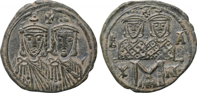 LEO IV THE KHAZAR, with Constantine VI (775-780). Follis. Constantinople. 

Ob...